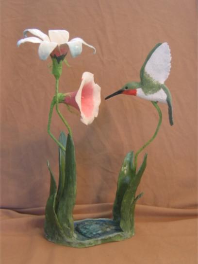 Humming Bird and Two Lillies