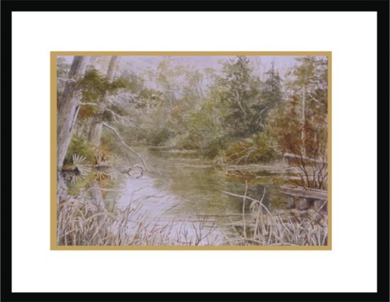 Horse Shoe Creek at Price's Bridge watercolor landscape